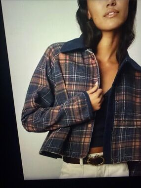 PILCRO Anthropologie cropped Lexie Plaid Button-Up Jacket NEW WITH TAG
